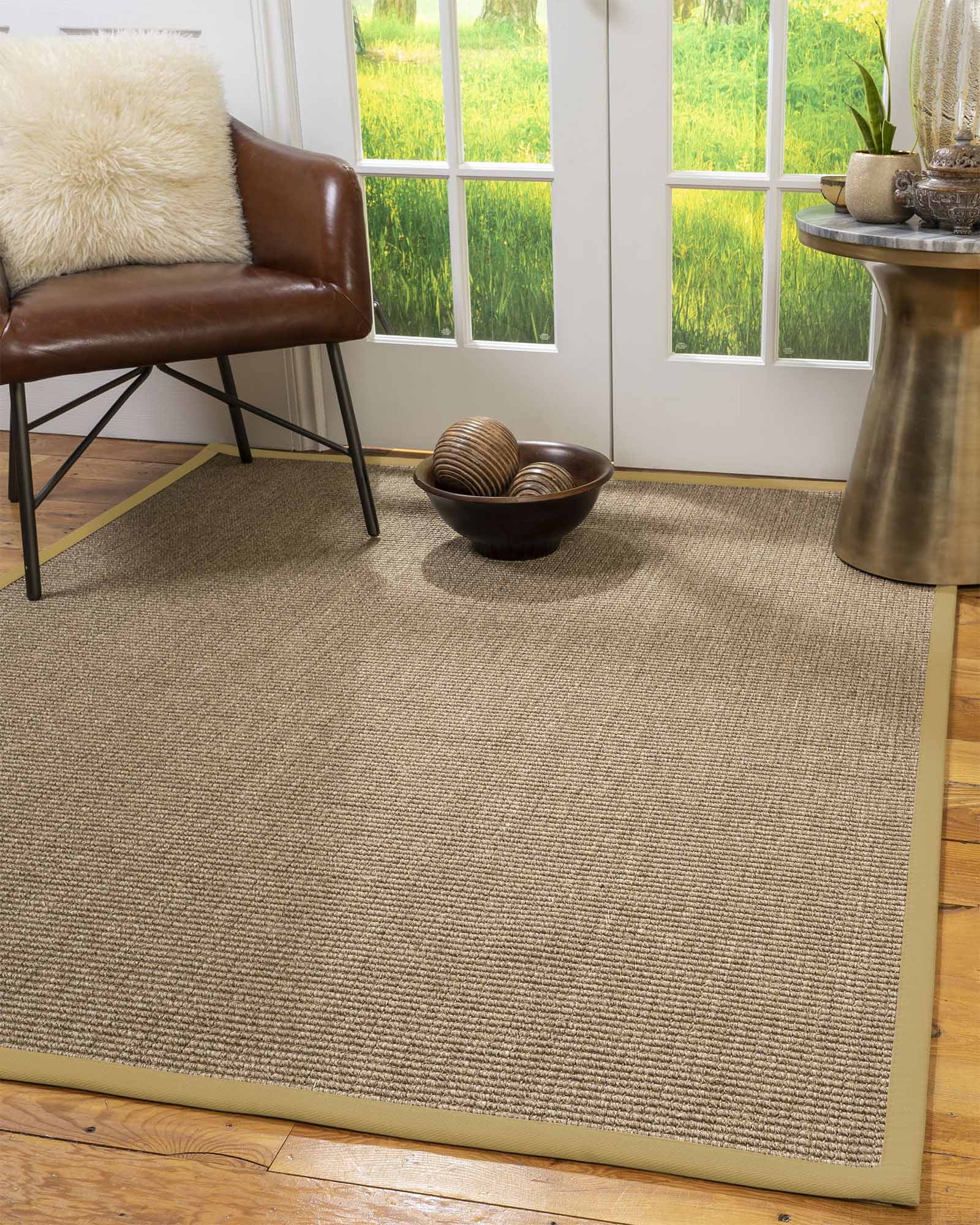 Natural Area Rugs Sandstone Custom Sisal Rug, 6' x 9', Oval Sage Border