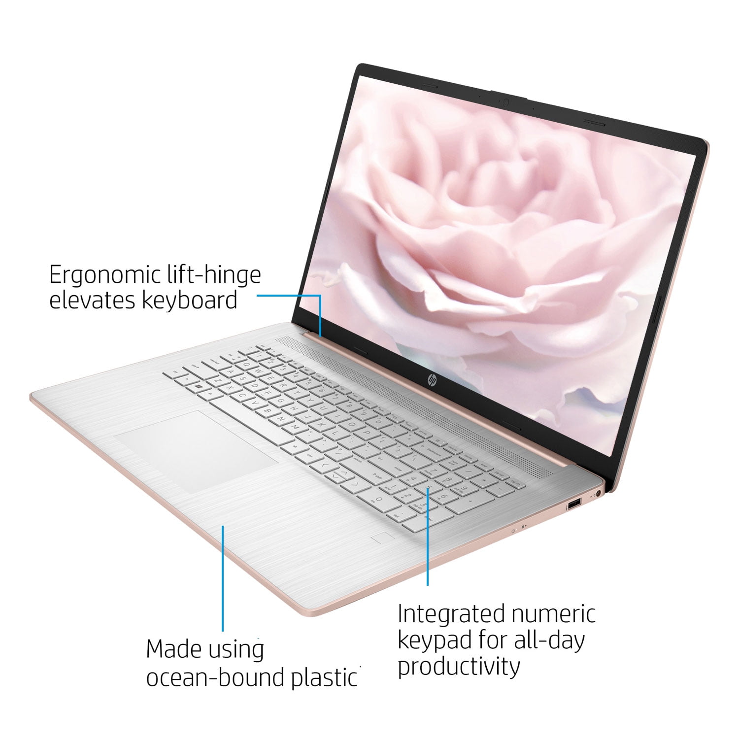 HP 17.3" Laptop, 17.3" HD+ Touchscreen, Intel Core i7-1355U, 16GB RAM, 1TB SSD, W11H, Rose Gold