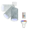 thumbnail image 1 of FSLiving Adjustable H Type Track Light, Blue Rhinestones Ceiling Spotlighting Remote Control, Color Changing RGB White GU10 Timer Bulb Mini Lights Track Mounted for Kitchen Shopwindow Disco Ball, 1 of 8