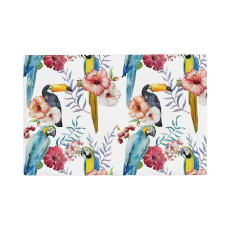

Placemats Set Of 4 / 6 Cute Parrot Toucan Flower Placemats For Dining Table Indoor/Outdoors Heat Resistant Washable Placemats 18 X 12