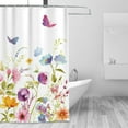 thumbnail image 6 of HVEST Watercolor Floral Shower Curtain, Purple Flower and Butterfly Bathroom Curtain Rustic Wildflower Polyester Fabric Decor Curtain with Hooks, 60X72 inch, 6 of 7