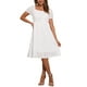 thumbnail image 2 of INSPIRAR CHIC Vestidos Midi de Verano con Cuello Cuadrado, Mangas Cortas Abullonadas, Cintura Elástica, Corte A, Color Blanco, Talla XL, 2 of 5
