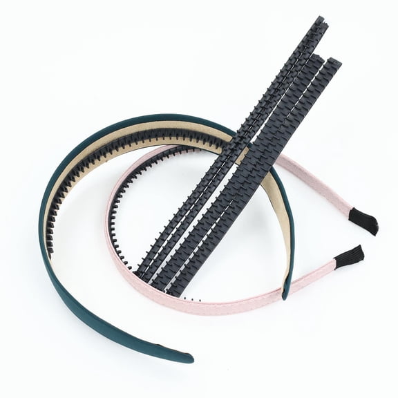 10 Pack Plastic Metal Hard Thin Wide Headbands Hair Clasp Crown Tiara Hairband Silicone Flexible Glue Sticky Anti Slip Strap Band Strip Rubber Teeth Grip Comb Black Craft Accessories