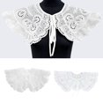 thumbnail image 4 of Elegant Ruffle Lace Trim Shawl Fake Collar Hollow Out Embroidery Flower Detachable Collar Capelet for Womens Outfit, 4 of 8