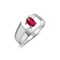 thumbnail image 4 of RYLOS Men's Rings Sterling Silver Ring Classic Solitaire 7X5MM Oval Shape Gemstone Designer Band Ruby July Birthstone Rings For Men Size 9, 4 of 5