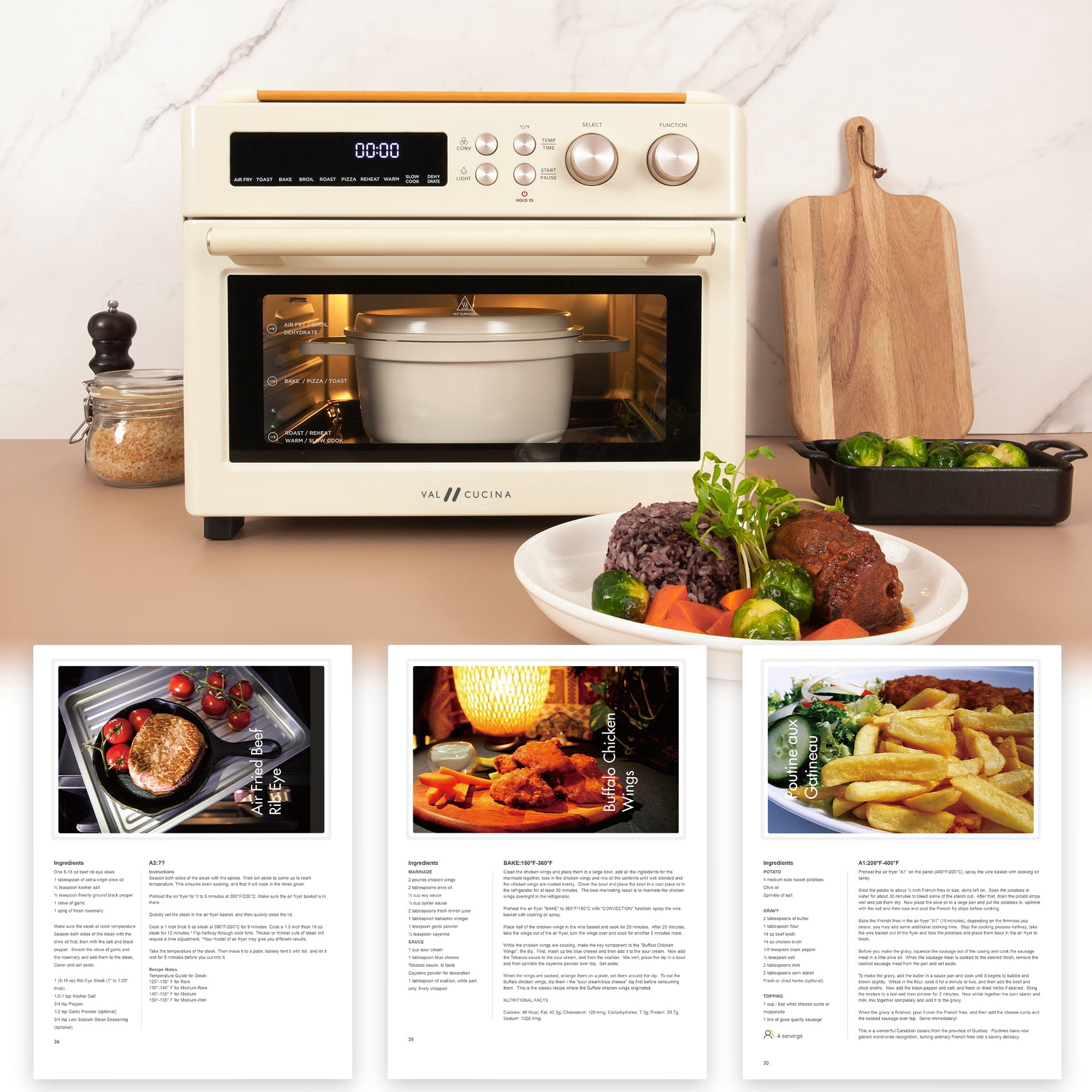 AIR FRYER TOASTER OVEN & CUTTING BOARD - ALMOND CREAM