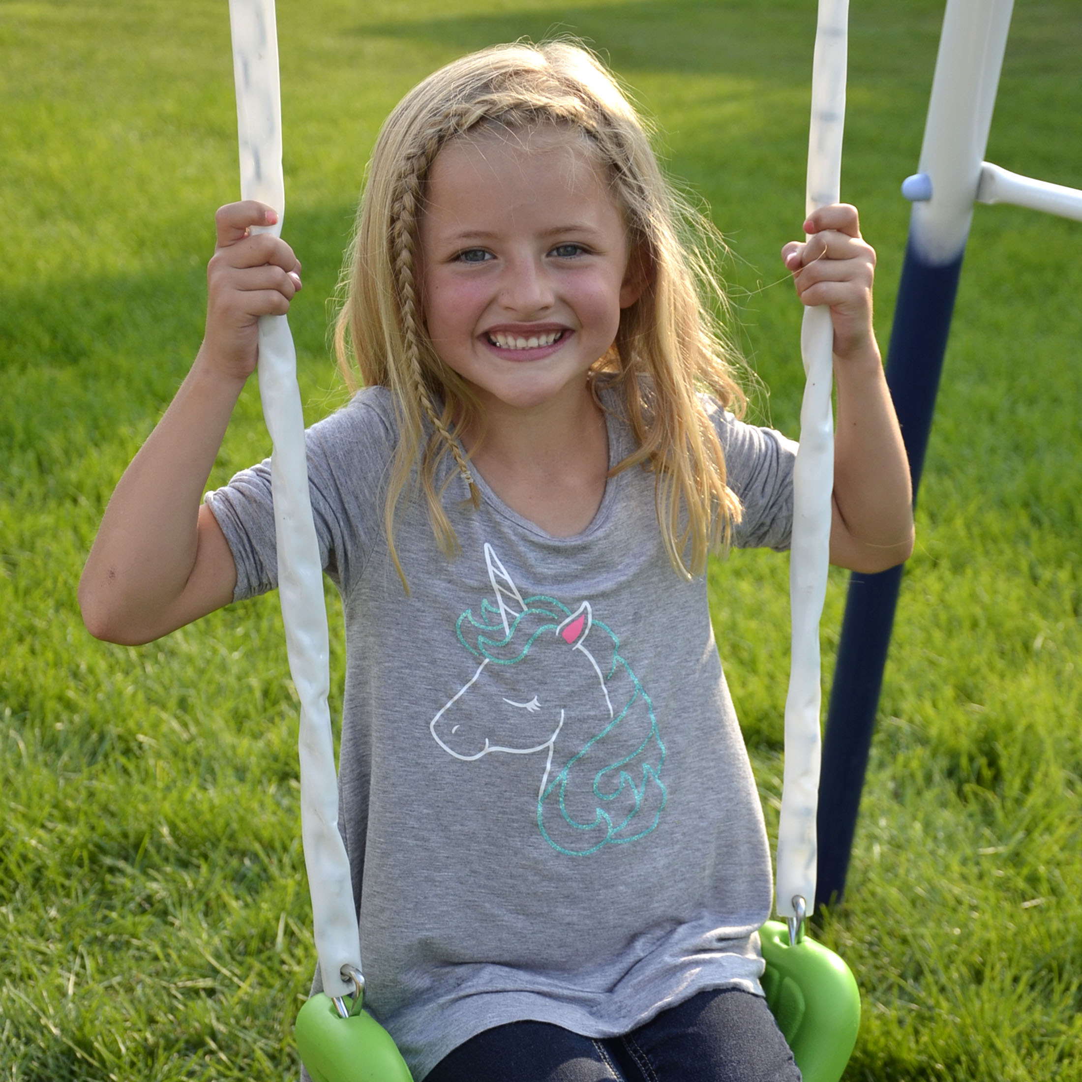 Sportspower Sierra Vista Outdoor Metal Swing Set with Trapeze, Lifetime Warranty on Blow Molded Slide, and Bonus Anchor Kit - image 4 of 12