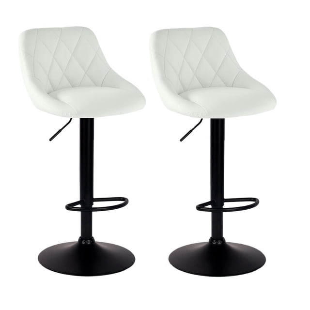 Bronte Living Leatherette Bar Stool with Adjustable Height, 360 Swivel Design, Floor Protection and Pedestal Base with Footrest - Series Janice - Set of 2
