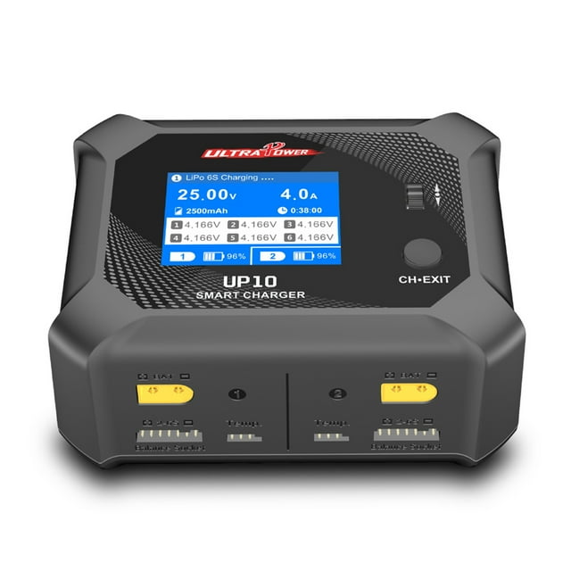 Vogacara ABS UP10 Cargador de equilibrio inteligente 10A AC100W/DC200W Pantalla IPS de doble canal Cargador de equilibrio UP10 UP10 Kits de construcción modelo Enchufe europeo
