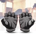 thumbnail image 4 of Guantes de levantamiento de pesas unisex de medio dedo, antideslizantes, con soporte para muñecas para entrenamiento con mancuernas, talla L, 4 of 8