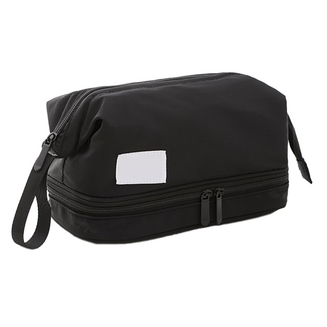 Bolsa de maquillaje con compartimentos, bolsa de cosméticos de viaje, organizador portátil de artículos de tocador de maquillaje con cremallera, color negro