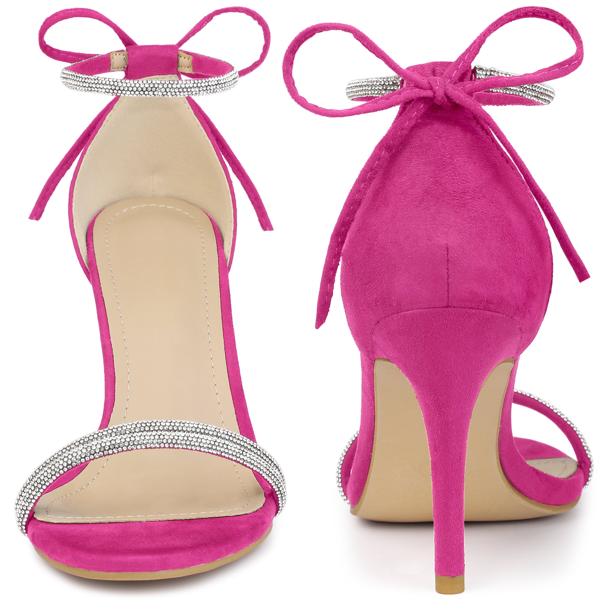 DARING DIVA Women's Ankle-Tie Stiletto Heels Sandals Hot Pink 7