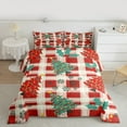 thumbnail image 3 of Homewish Chic Christmas Tree Queen Comforter Set,Geometric Plaid Grid Bedding Sets,Red Green Beige Bedding Comforter Set For Boys Kids,Microfiber Bedroom Decor Reversible,3pcs, 3 of 9