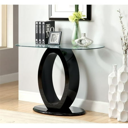 Maxon Furniture Wall Connector - Furniture of America Mason Glass Top Console Table in Black