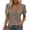 Coffee, variant on Women's V Neck Puff Sleeve T Shirt, Casual Solid Color Loose Patchwork Top for Daily Wear