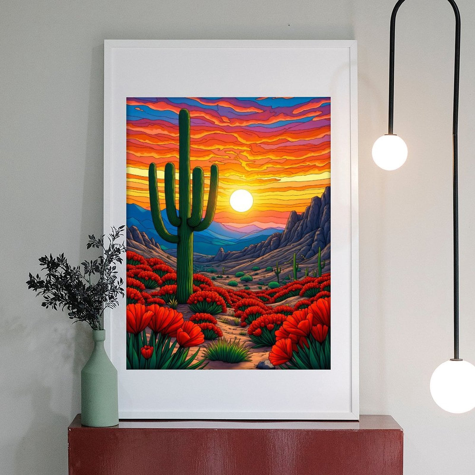 Diamond Art Kit for Adults, Sunset Desert Landscape Blossoms Diamond Painting for Adults Beginners, DIY Diamond Art Painting Kits, 5D Diamond Painting Crafts for Home Decor 12x16 Frameless