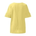 thumbnail image 5 of Women Summer Tops Women's Solid Color Crew Neck Short Sleeved Top T Shirt plus Size Christmas Shirts for Women 3x Athletic T Shirts for plus Size Tops Leggings Work Womens Long Sleeve V Neck Yellow, 5 of 5