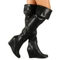thumbnail image 2 of Nature Breeze BF63 Women Leatherette Folded Thigh High Wedge Boot, 2 of 3