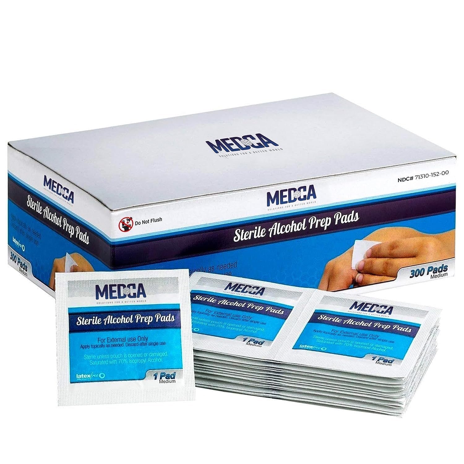 MEDca Medium 2-Ply Alcohol Prep Pads, Pack of 300, Multicolor