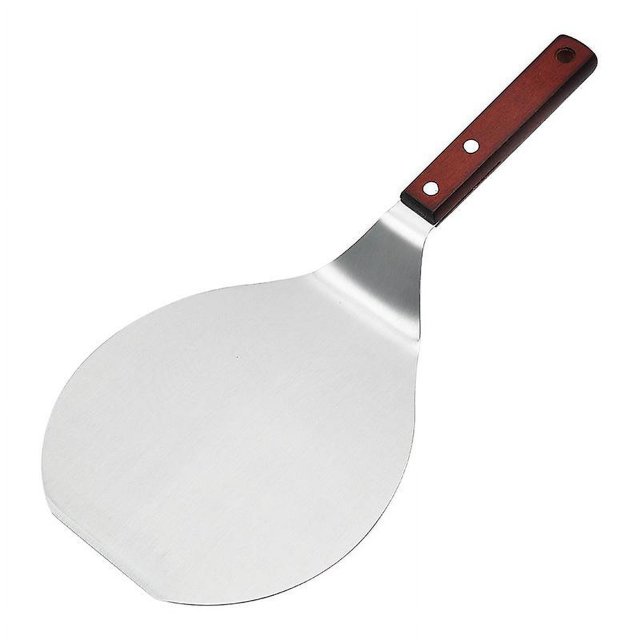 Pala redonda para pizza de acero inoxidable con mango de madera, pala para pizza, utensilios para pala para pizza en el hogar, pala para pasteles de acero inoxidable, ideal para levantar y T fácilmente Rojo Verde Cocina, Decoración y Otros
