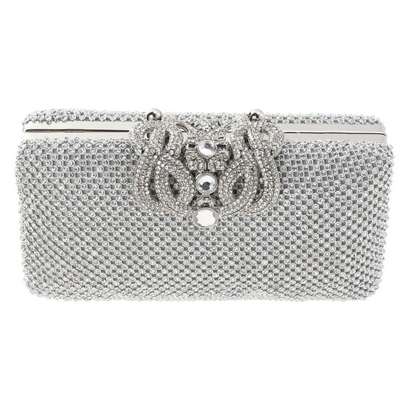 MLINS 1pc Women Evening Bag Handbag Rhinestone Diamond Dinner Bag Ladies Wedding Clutch Party Banquet Bag (Silver)