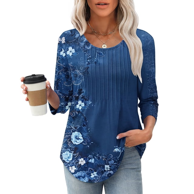 Weiqiqre Womens Graphic T Shirts Pleated Summer Tops 2025 Ruffle Bell Sleeve Fasion Trendy Spring Blouses