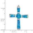 thumbnail image 2 of 925 Sterling Silver Simulated Opal Religious Faith Cross Slide Pendant Necklace 28.58x22.45mm Wide 2.65mm Thick Pendant, 2 of 2