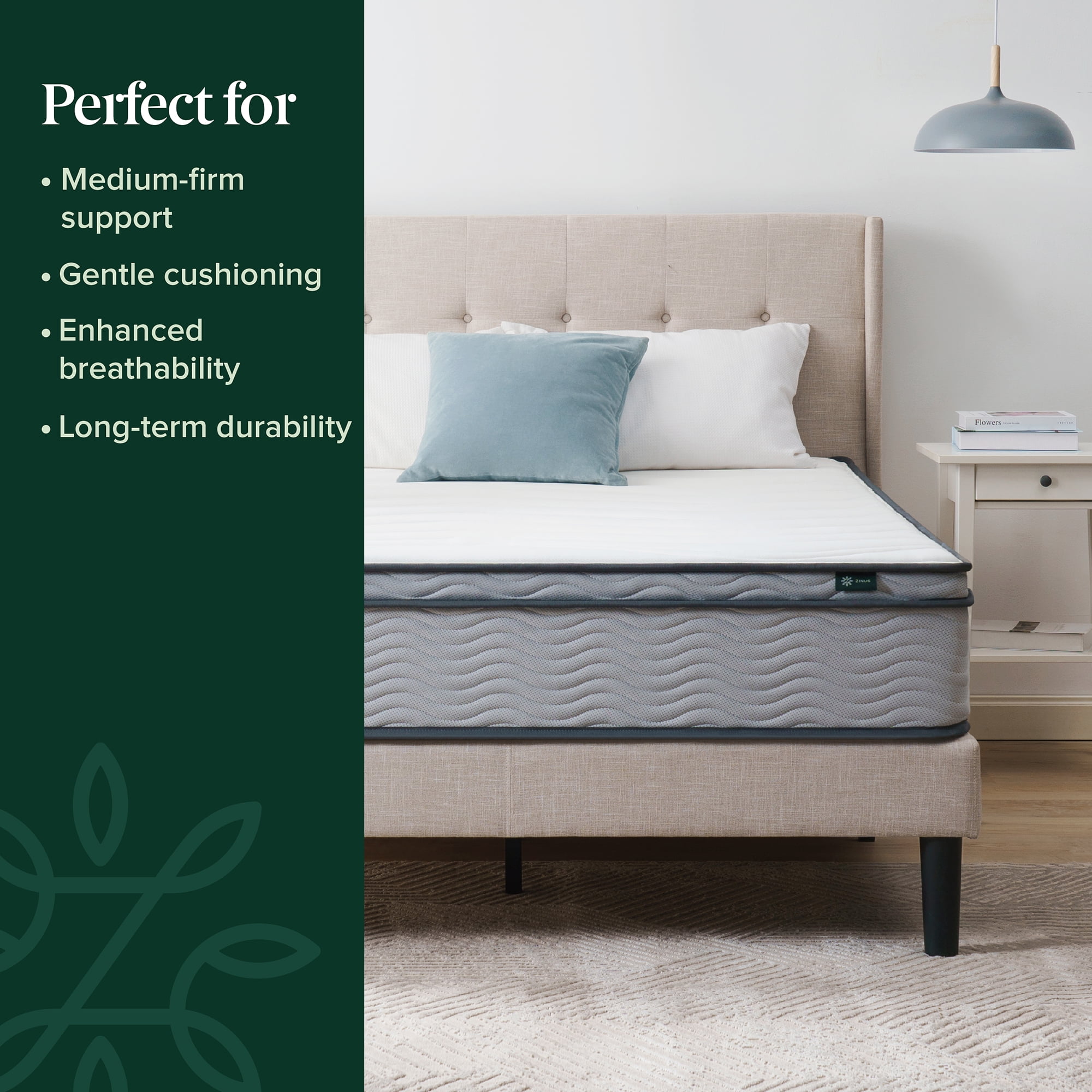 Zinus 10" Innerspring Mattress with Euro Top, Full