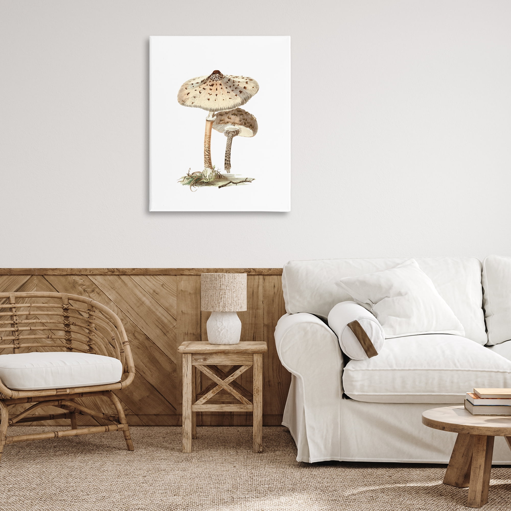 Stupell Industries Neutral Brown Mushrooms Botanical & Floral Painting Gallery Wrapped Canvas Art Print Wall Art, 30 x 40