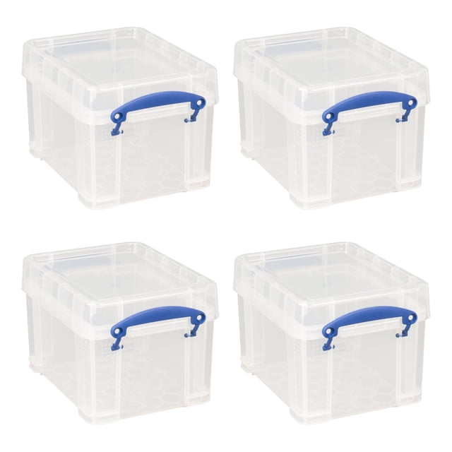 Cajas de Almacenamiento Really Useful Box 3L con Tapa Abatible Paquete de 4 Transparentes