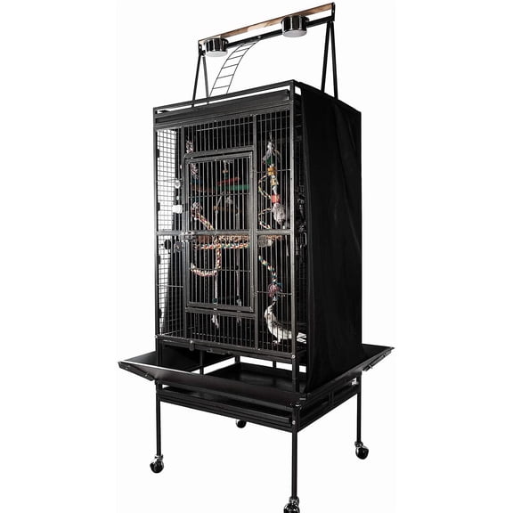 Bird Cage Cover for Large Cage with  Top, Black 68"