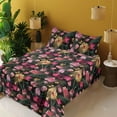 thumbnail image 2 of Ambesonne Jungle Boho Fitted & Flat Sheet with Shams 4 Pcs Set, Flowers Garden Blooms, King, Pale Yellow and Hot Pink, 2 of 5