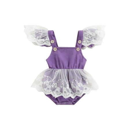 

IZhansean Newborn Baby Girls Romper Infant Lace Ruffled Fly Sleeves Corduroy Bodysuit Jumpsuit Summer Clothes