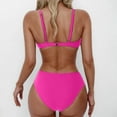 thumbnail image 3 of QUNYINEY Bikini Women Swimsuits Pink Pleated Bathing Suit High Waisted Swimsuit Sets, 3 of 5