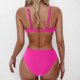 thumbnail image 2 of Conjunto de Bikini de Cintura Alta para Mujeres Color Sólido Sexy Colgantes Ajustables Bikini, Diseño de Corte Alto sin Espalda para Piscina, Playa Y Vacaciones, 2 of 5