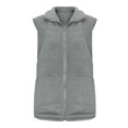 thumbnail image 5 of Women Lapel Fuzzy Fleece Vest Casual Sleeveless Zip Up Jacket Travel Holiday Outerwear with Side Pockets Gray S, 5 of 8