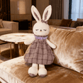 thumbnail image 5 of Soft Checkered Dress Rabbit Plush Toy - Cute Easter Stuffed Doll | Kids Gift Home Decor Bunny Plush Toy, 5 of 7