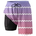 thumbnail image 4 of Men's Casual Beach Sports Plus Size Fashion Gradient Striped Double Layer Beach Pants, Compression Lined, 4 of 4
