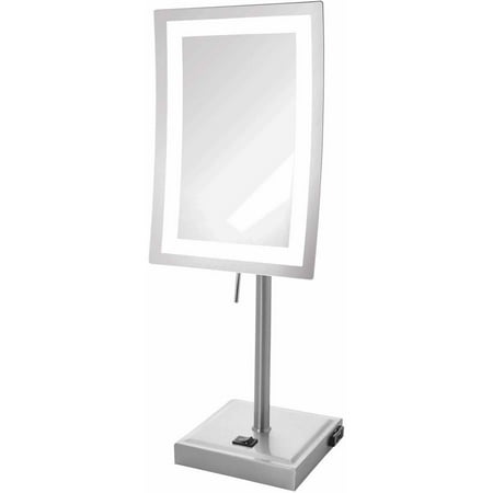 Jerdon JRT910NL 5X Magnified Lighted Tabletop Rectangular Mirror, Nickel Finish, 67.2 oz