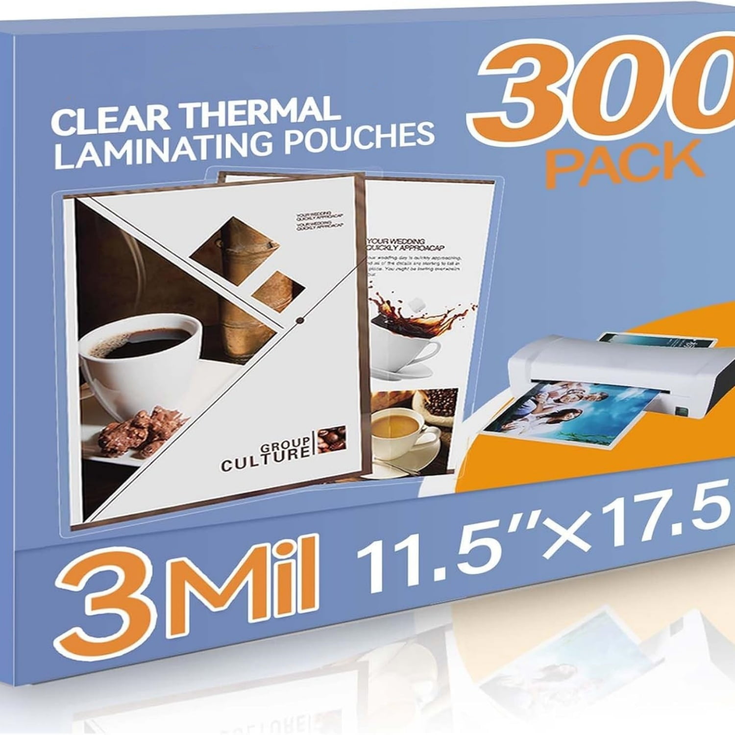 300 Pack Laminating Sheets, Hold 11 x 17 Inch Sheet, 3 Mil Clear Thermal Laminating Pouches 11.5 x 17.5 Inch Lamination Sheet Paper for Laminator, Round Corner