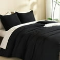 thumbnail image 5 of Oversized King Comforters Black Super King Plus Size, 3 Pieces Lightweight Solid Bedding Comforter Set, All Season Fluffy Bed Set (128x120In Comforter & 2 Pillowcases), 5 of 8