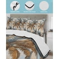 thumbnail image 4 of Navy Blue Brown Palm Tree Twin XL Size Down Alternative Comforter, Lightweight Comforter Quilt Bedding Set with Pillow Shams Tropical Leaves Vintage All Seasons Bed Comforter Duvet Insert 68"x98", 4 of 7