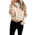 thumbnail image 4 of Helii Zip Up Hoodie Women's Cropped Sweatshirt Oversized Long Sleeve Workout Casual Drawstring Track Jacket with Pockets Soft Stretchy High Waist Streetwear Fall Winter Outfits 4 Colors, 4 of 7