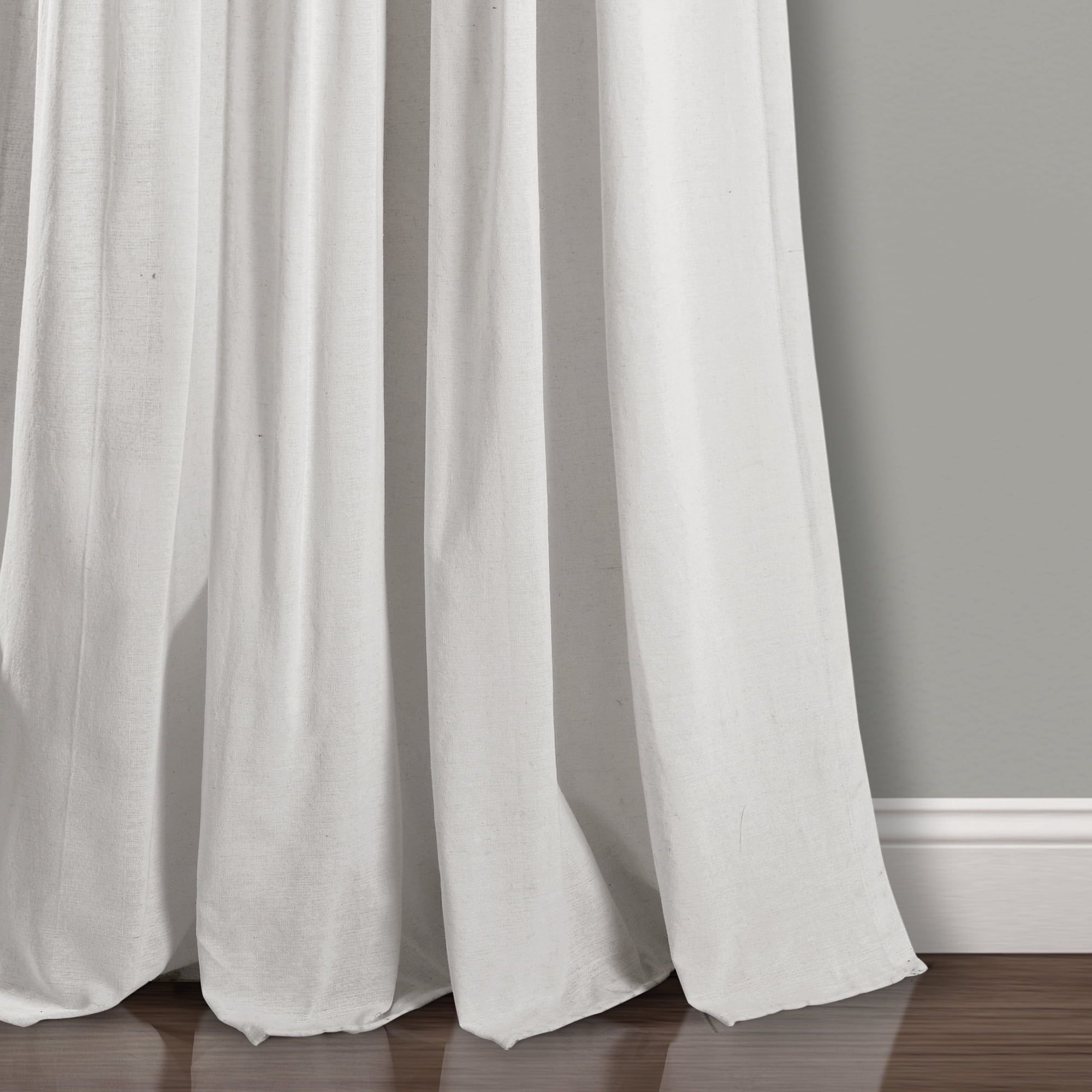 Lush Decor Linen Button Farmhouse Chic Solid Color Cotton Blend 3" Rod Pocket Light Filtering Window Curtain For Living Room and Bedroom, Blue/White, 95"L x 40"W, Single Panel