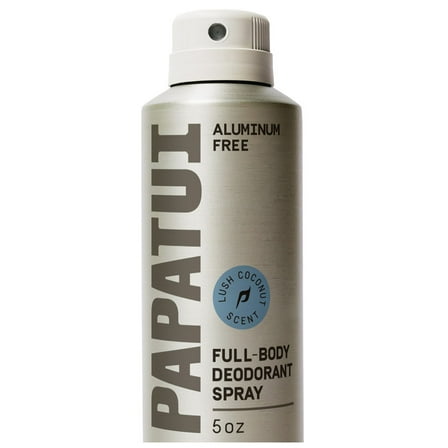 Papatui Full Body Men's Spray Deodorant, Aluminum Free, Lush Coconut, 5 oz