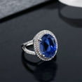 thumbnail image 6 of Gem Stone King 925 Sterling Silver Blue Simulated Sapphire Women's Ring (7.54 Cttw, Oval 14X10MM, Available 5,6,7,8,9), 6 of 6