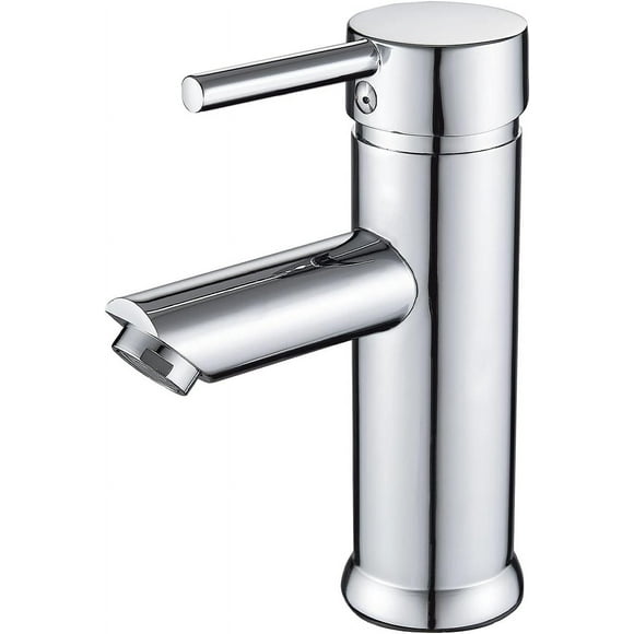 Solid Brass Bathroom Faucet, Chrome Finish, Single-Hole Deck Mount Installation, Smooth Handle Operation, Corrosion and Rust Resistant