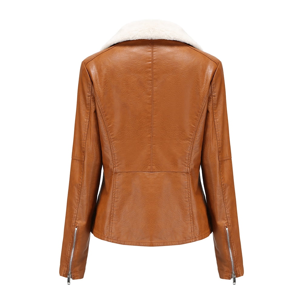 Leather Jackets for Women Zpanxa Women Faux Leather Moto Biker Short Coat Jacket, Plus Size Short Lightweight Motorcycle Biker Jacket, Fitted Slim Jackets Coat Khaki A S