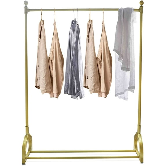 SHZICMY Garment Rack, Heavy Duty Clothes Rack, Gold Iron Clothing Floor Garment Display Stand, Hanger Organizer Rack for Hanging Clothes(1 Layer)