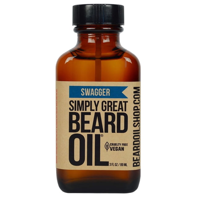 Aceite para barba Simply Great - Aceite para barba perfumado Swagger - Acondicionador para barba 3 oz de fácil aplicación - Natural - Cuidado vegano y libre de crueldad para la barba - El favorito de